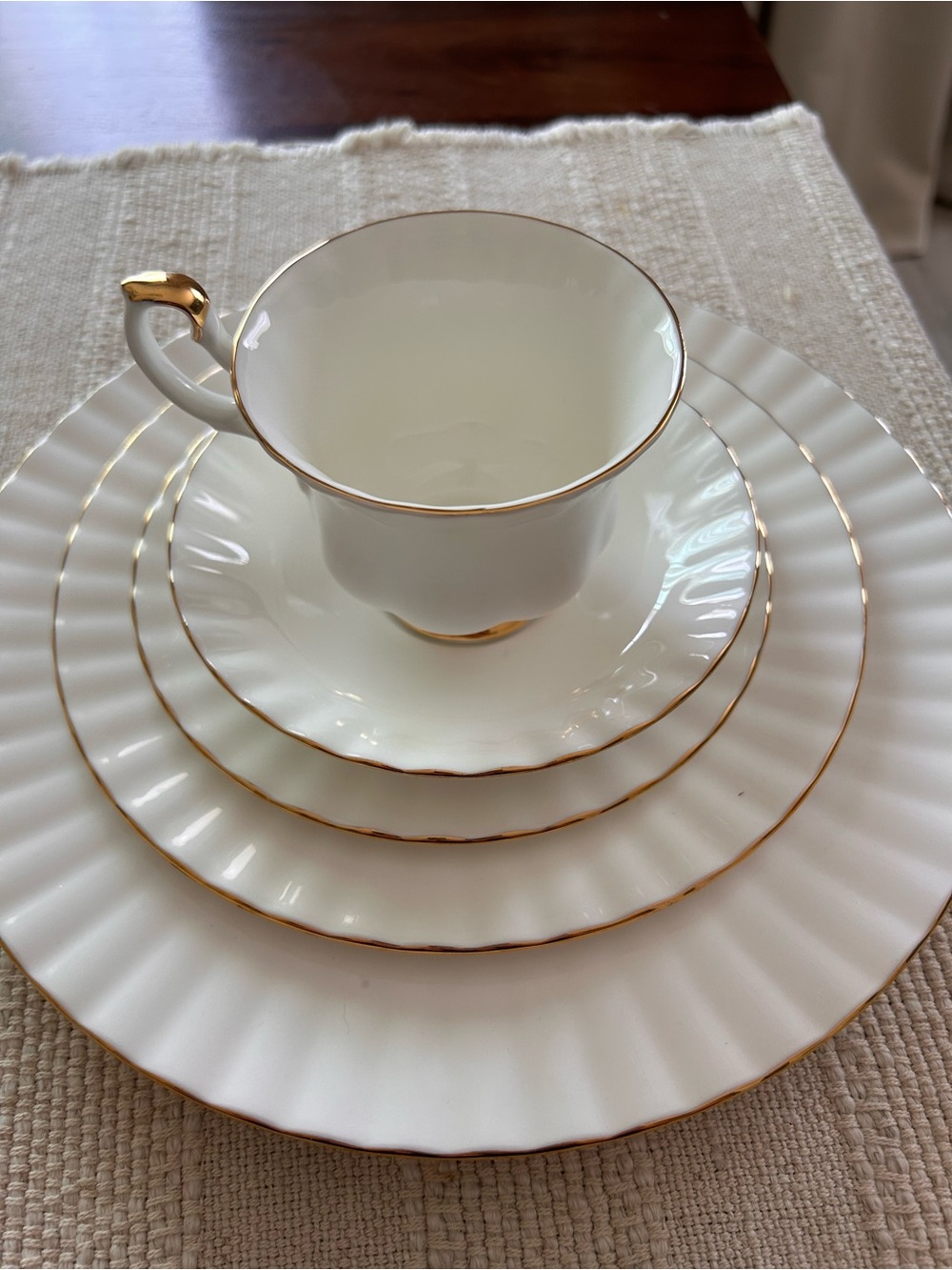 Royal Albert White Porcelain Dinner Set with Gold Trim